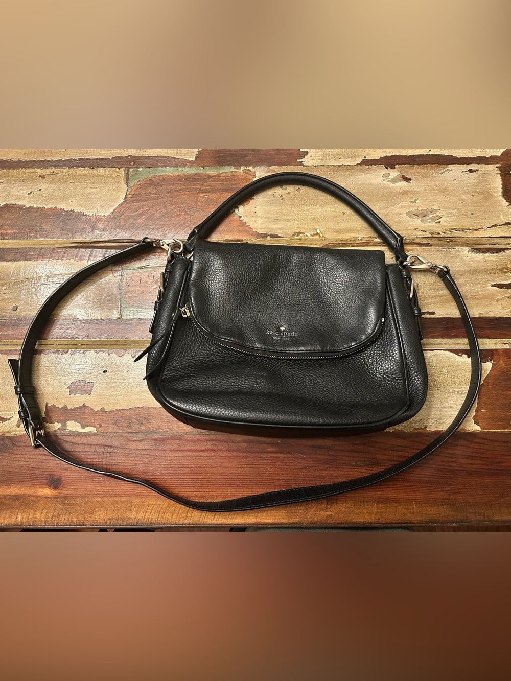 Kate Spade Devin Cobble Hill Black Pebbled Leather Crossbody Medium Purse